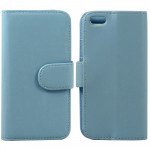 Wholesale iPhone 5 5S Simple Leather Wallet Case with Stand (Blue)